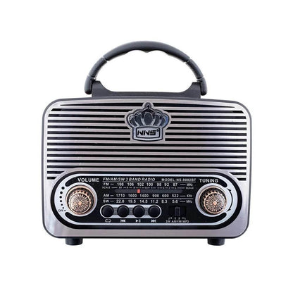 Nns ns-8092BT nostajli radyo retro wirless bluetooth hoparlör tws usb/tf destekli şarj edilebilir 18650 mah hoparlör - H3L