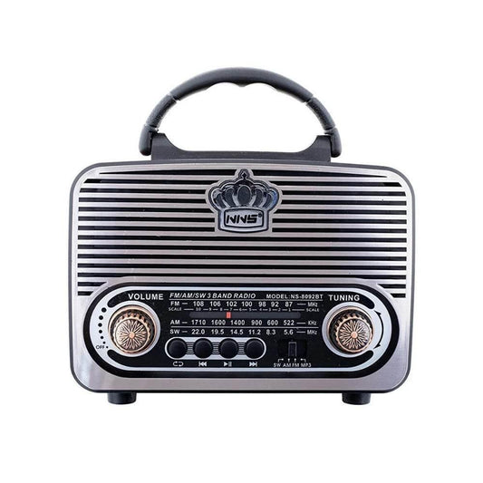 Nns ns-8092BT nostajli radyo retro wirless bluetooth hoparlör tws usb/tf destekli şarj edilebilir 18650 mah hoparlör - H3L