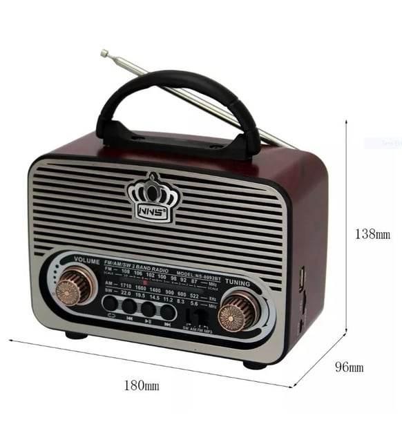 Nns ns-8092BT nostajli radyo retro wirless bluetooth hoparlör tws usb/tf destekli şarj edilebilir 18650 mah hoparlör