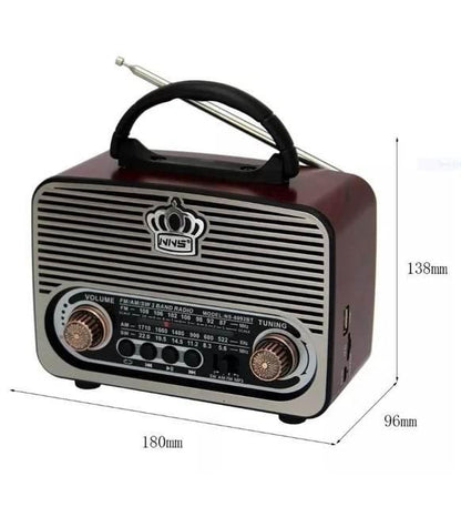 Nns ns-8092BT nostajli radyo retro wirless bluetooth hoparlör tws usb/tf destekli şarj edilebilir 18650 mah hoparlör