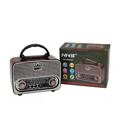 Nns ns-8092BT nostajli radyo retro wirless bluetooth hoparlör tws usb/tf destekli şarj edilebilir 18650 mah hoparlör