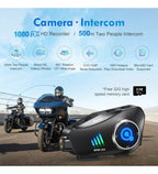 Q28 1080P kameralı Intercom +32GB SD Kartlı Bluetooth Motorsiklet Kask Kulaklığı İnterkom su geçirmez - G6O