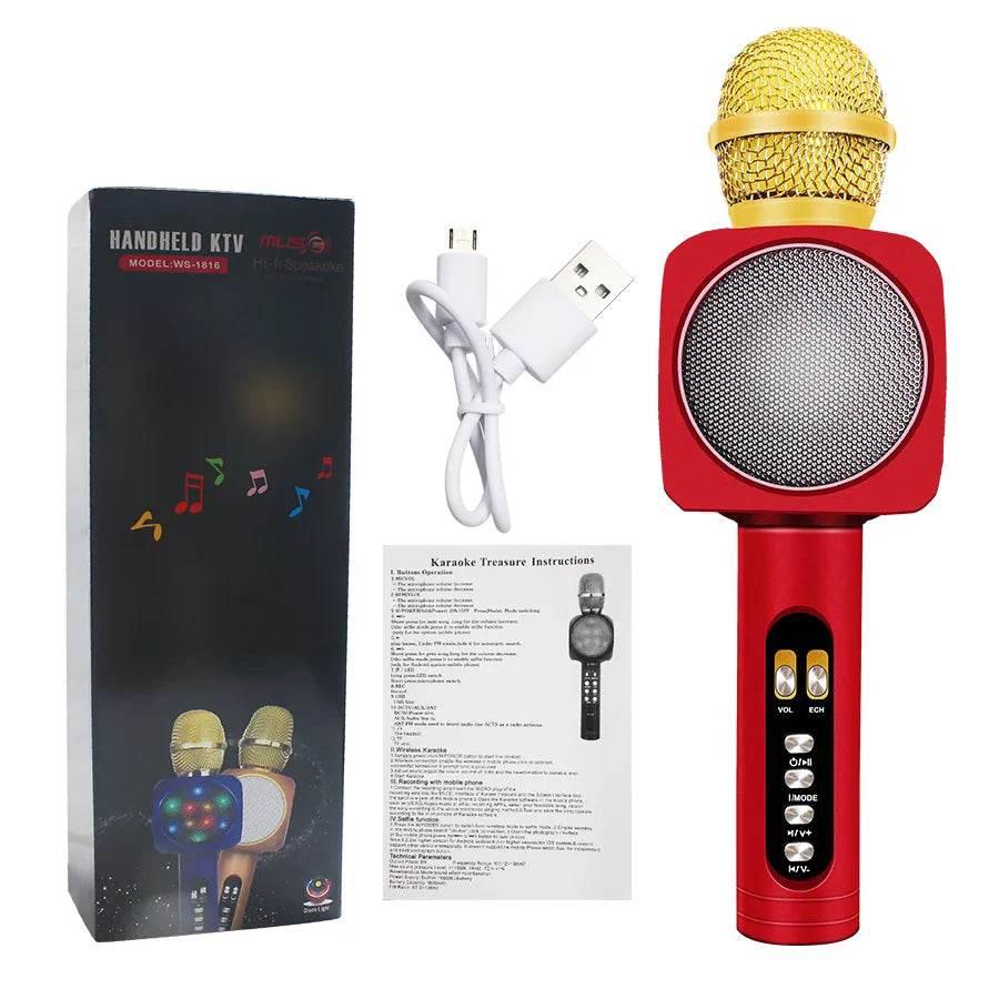 Ws-1816 ışıklı karaoke mikrofon bluetooth aux usb hafıza destekli