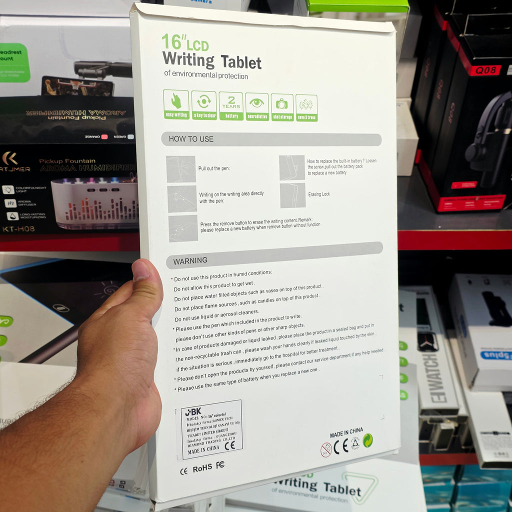 Lcd dijital çizim tableti, kalemli, silme tuşlu, taşınabilir ve şık tasarımlı