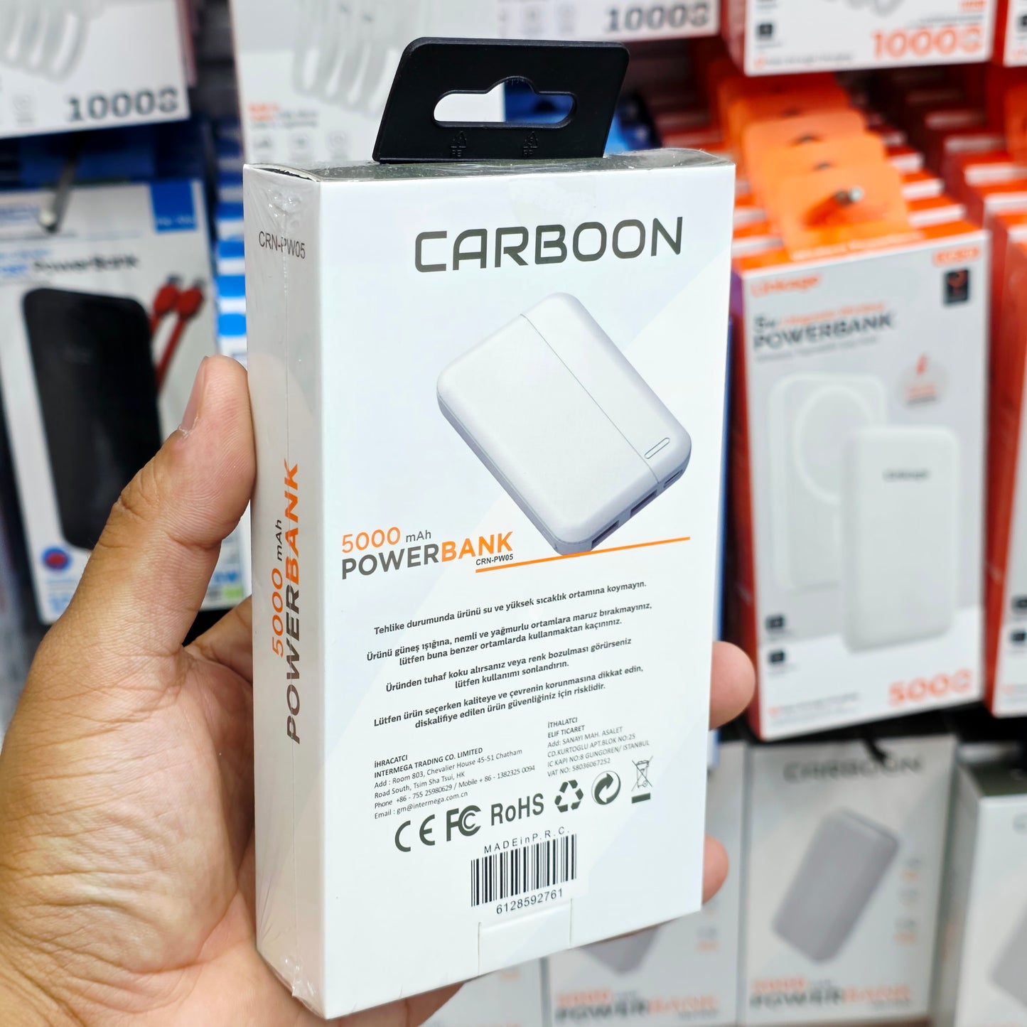 5000 mah çift usb, mikro ve typeC girişli powerbank