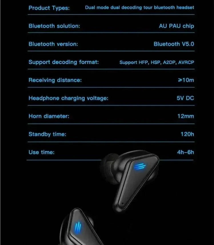 K55 kulak içi oyuncu led ışıklı mikrofonlu dokunmatik 5,0v gecikmesiz bluetooth kulaklık