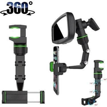 Dikiz aynaya takılan 360 derece ayarlanabilir vakumlu araç içi telefon tutucu re-03