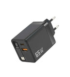 65W Uzayabilir Kablolu Super Fast Charger Çift Girişli Hızlı Şarj Cihazı - Güvenli ve Anti-Statik Koruma Adaptörü