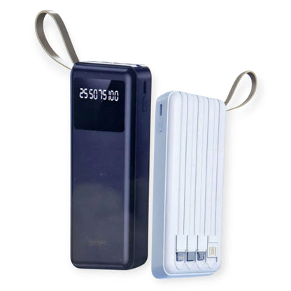 Forefo 20,000 mah powerbank | dahili type-c & lightning kablo | 22,5w hızlı şarj | led göstergeli | çift usb + type-c girişli taşınabilir şarj cihazı - P1H