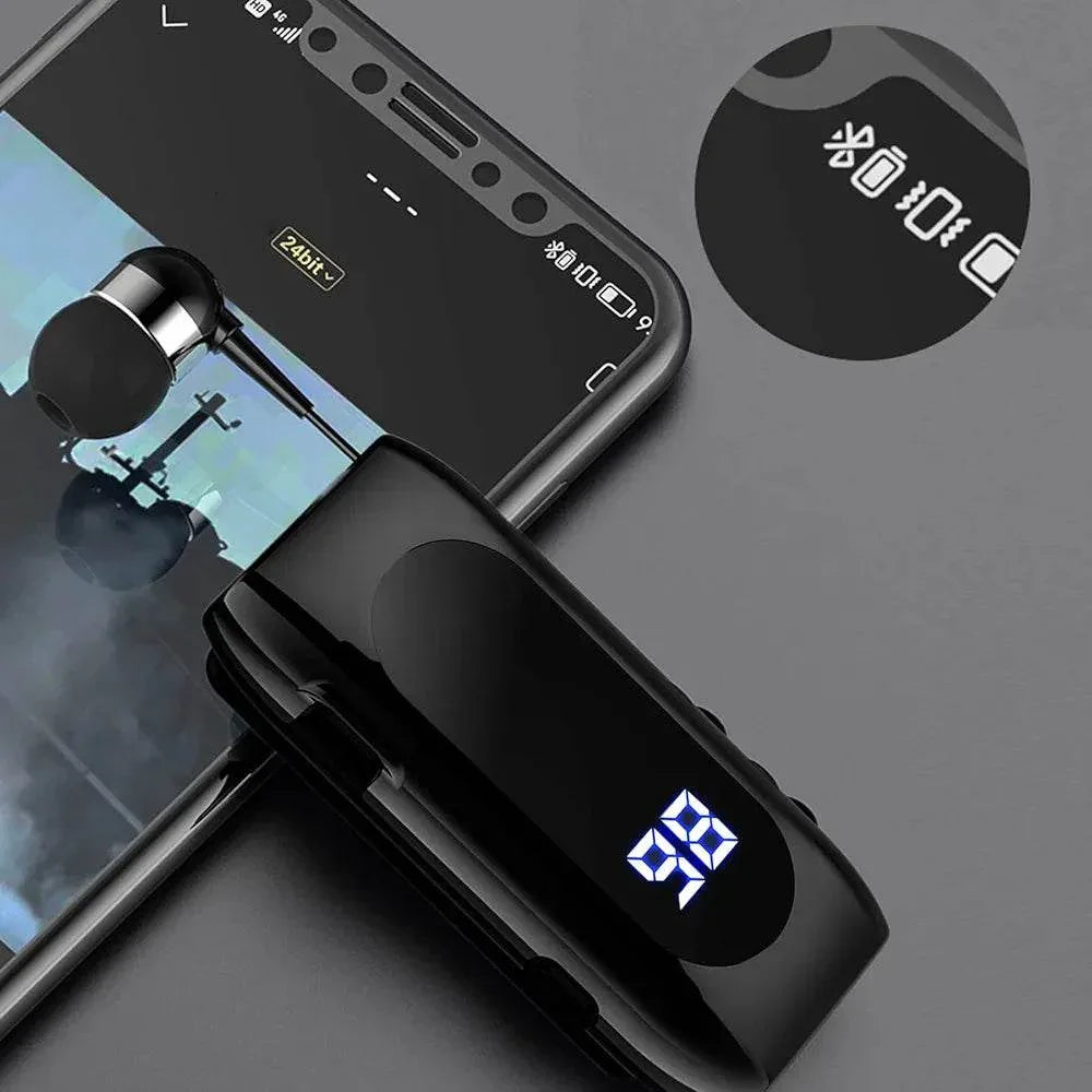Makaralı tek kulaklık mikrofonlu led göstergeli 20saat konuşma süreli stereo bluetooth kulaklık