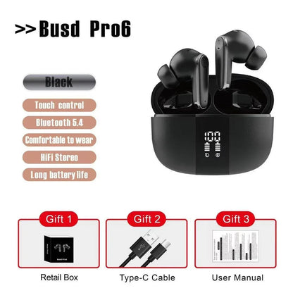 buds pro6 kulak içi 5,3v stereo mikrofonlu kulak içi dokunmatik bluetooth kulaklık