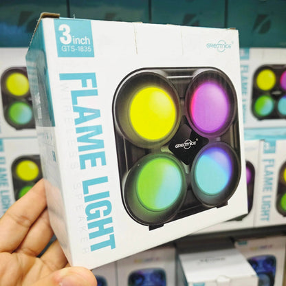 Gts-1835 flame light ışıklı 3 inç şarj edilebilir fm radio usb destekli kablosuz Bluetooth hoparlör