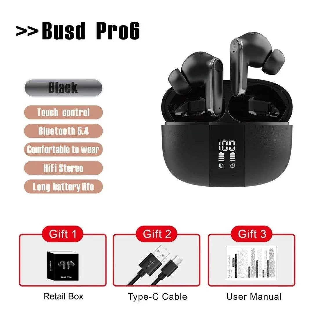 buds pro6 kulak içi 5,3v stereo mikrofonlu kulak içi dokunmatik bluetooth kulaklık