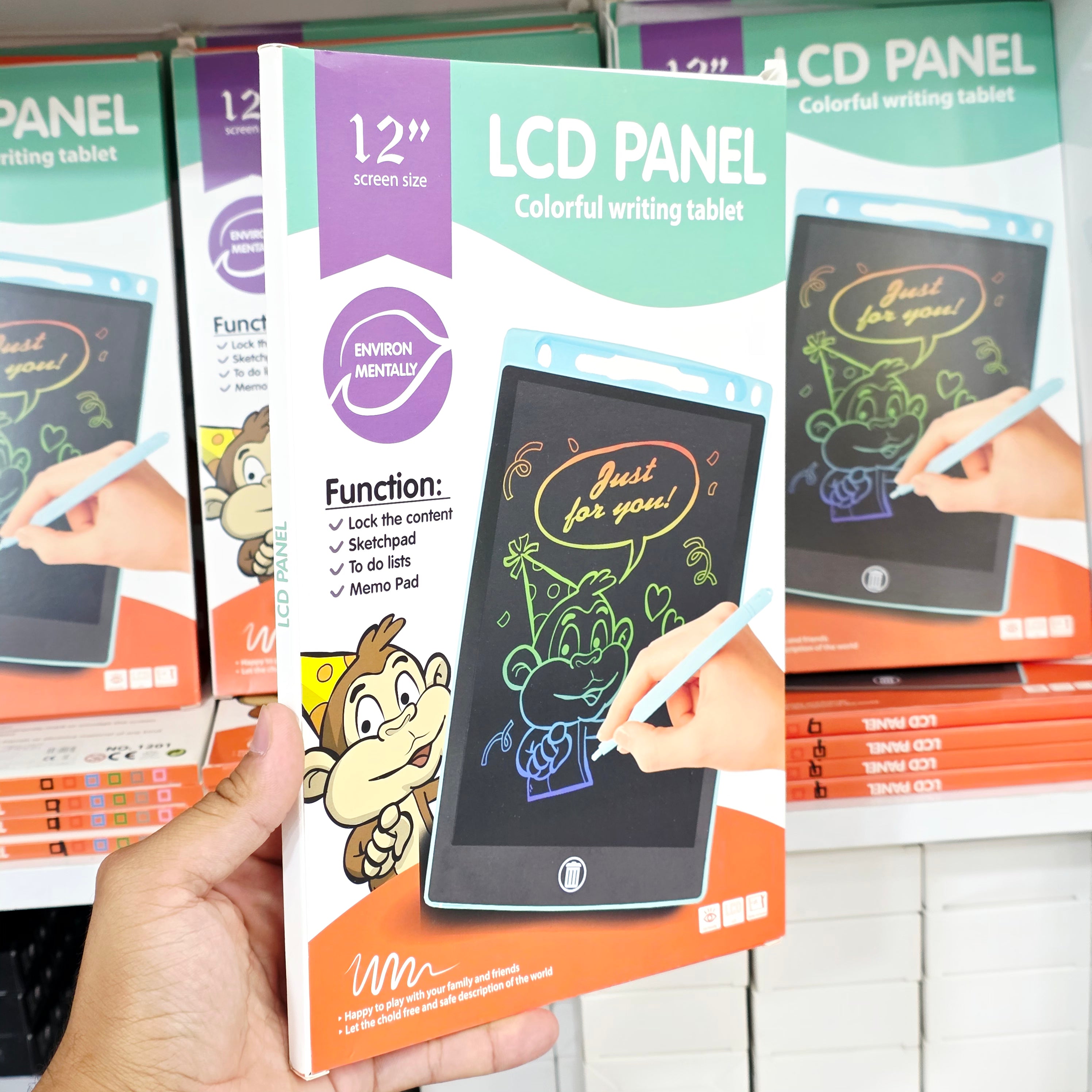 Lcd dijital çizim tableti, kalemli, silme tuşlu, taşınabilir ve şık tasarımlı