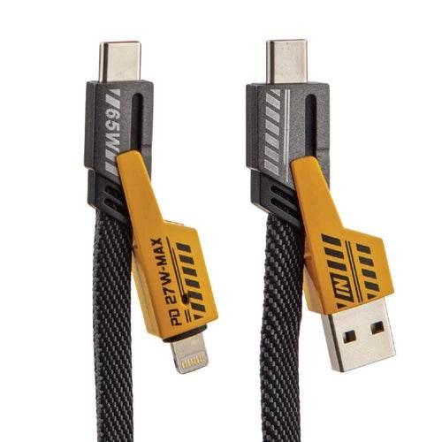 4ü1  arada örgülü hızlı şarj kablosu | 65w pd & 25w hızlı şarj | usb & type-c to lightning & type-c - S3İ
