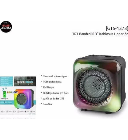 Gts 1373 bluetooth hoparlör | kablosuz , yüksek sesli karaoke ve parti hoparlörü rgb ışıklı