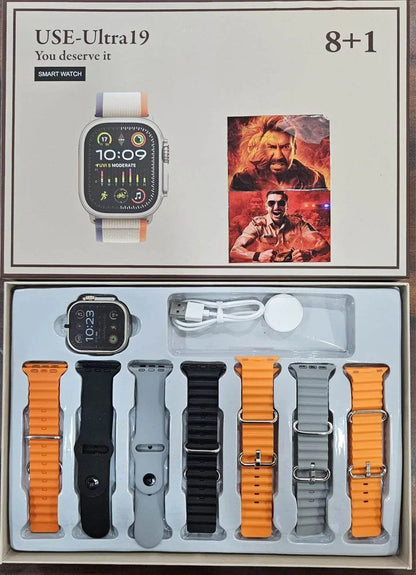 Use ultra19, 8 kordonlu ve Air pro bluetooth kulaklıklı akıllım saat kombo